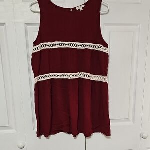 Umgee Red Textured Tank Top with Scoop Neck